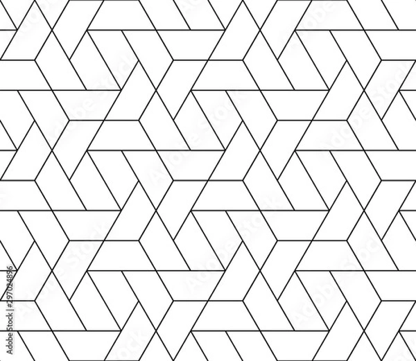 Obraz Vector seamless thin linear tile pattern. Modern stylish fractal texture.
