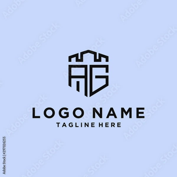 Fototapeta  AG Logo Set modern graphic design  Inspirational logo design for all companies. -Vectors