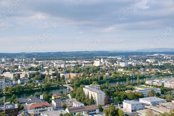 Fototapeta Landscape shot of Wels in Upper Austria