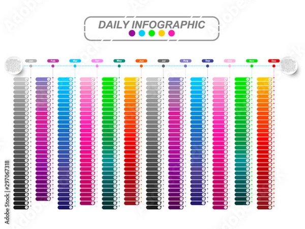 Obraz Concept and idea business infographic with daily and monthly plan. Business template for planning to daily work with modern color to presentation process step by daily 366 days coverage one year