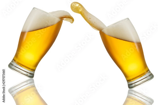 Obraz Beer splash in glass isolated on white