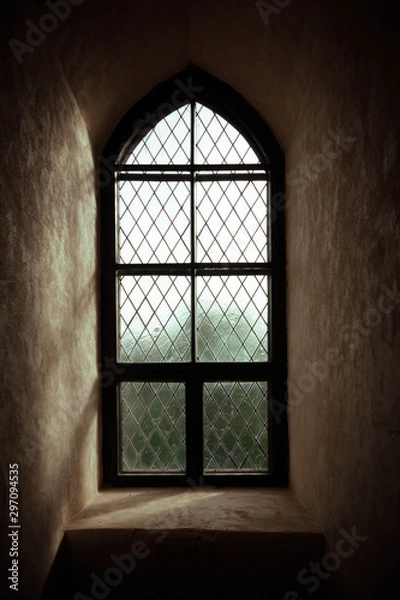 Obraz Ancient castle window. Vintage gothic style photo.