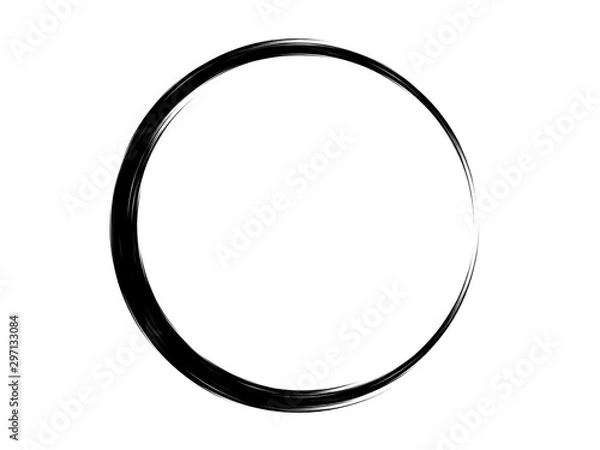 Fototapeta Grunge circle made with black paint.Grunge oval shape made for marking.Grunge 