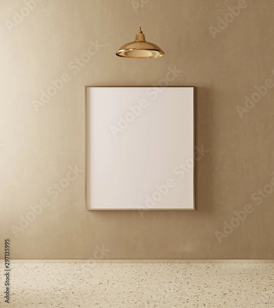 Fototapeta Mockup poster in the interior in modern style. Empty frame. 3d render image