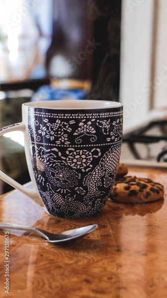 Obraz cup of coffee with cookies