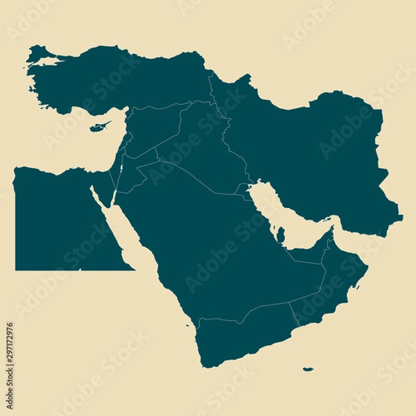 Obraz Middle east map with boundaries vector illustration
