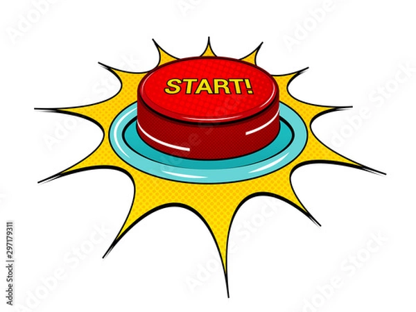 Obraz Comic red button template