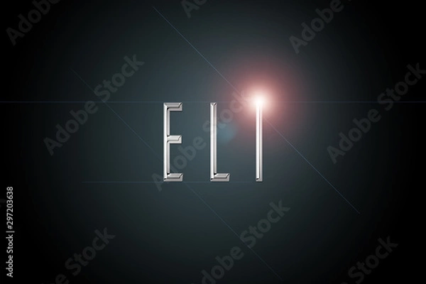 Fototapeta first name Eli in chrome on dark background with flashes