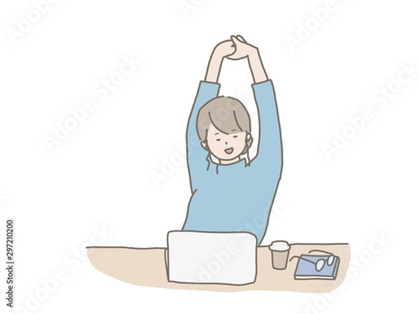 Obraz 仕事の合間にストレッチする女性