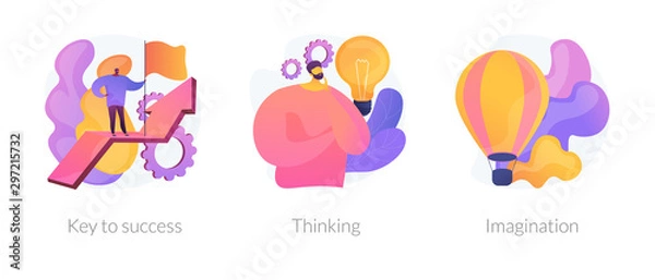 Fototapeta Creative entrepreneurship icons set. Business growth, creative planning, innovative development. Key to success, thinking, imagination metaphors. Vector isolated concept metaphor illustrations