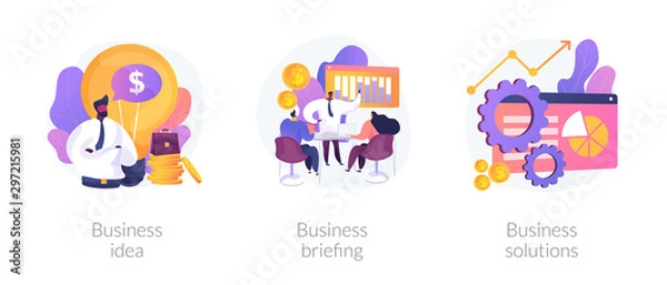 Fototapeta Successful development icons set. Innovative project, team building, analytical software. Business idea, business briefing, business solutions metaphors. Vector isolated concept metaphor illustrations