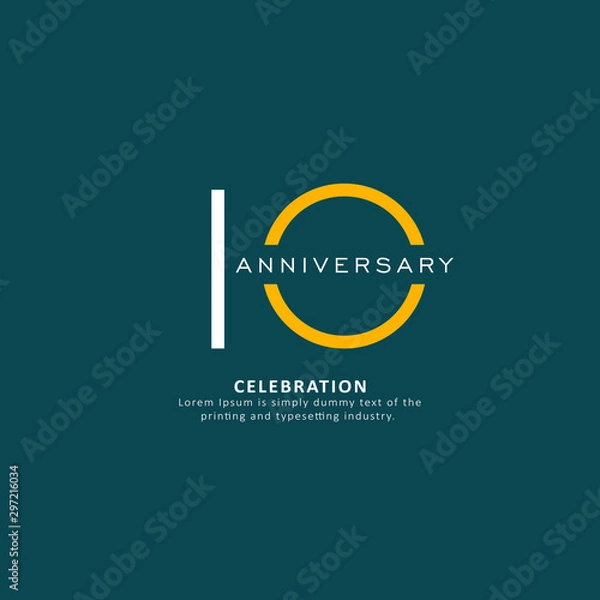 Fototapeta 10 Year Anniversary Vector Template Design Illustration