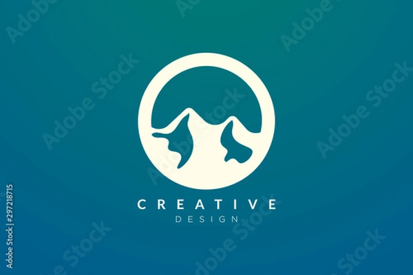 Fototapeta Logo design that combines circle objects with mountains. Minimalist and modern vector design for your business brand or product.