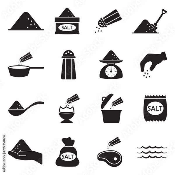 Obraz Salt Icons. Black Flat Design. Vector Illustration.