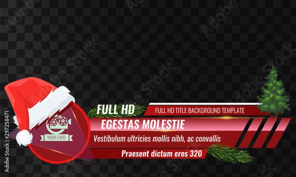 Fototapeta Unique Video headline title or lower third template with santa claus cap or hat on it for christmas and new year concpet design. Vector illustration