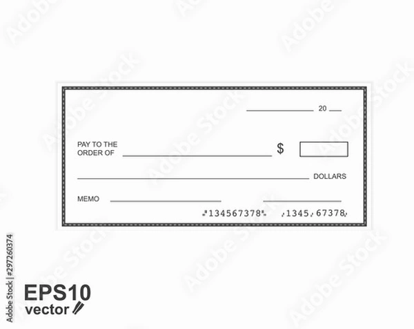 Fototapeta Blank template of the bank check.