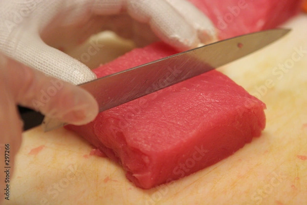 Fototapeta slicing ahi tuna