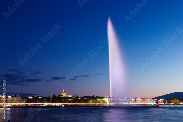 Obraz ジュネーブ噴水の夜景
