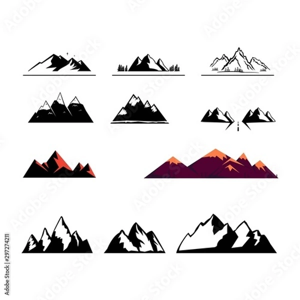 Obraz logo with mountains. Silhouettes with mountains. Vector.