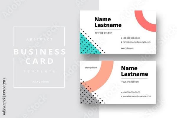 Fototapeta Trendy minimal abstract business card template. Modern corporate stationery id layout with geometric pattern. Vector fashion background design with information sample name text.