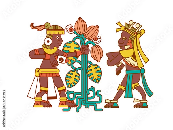 Fototapeta Aztec cacao pattern design collection.