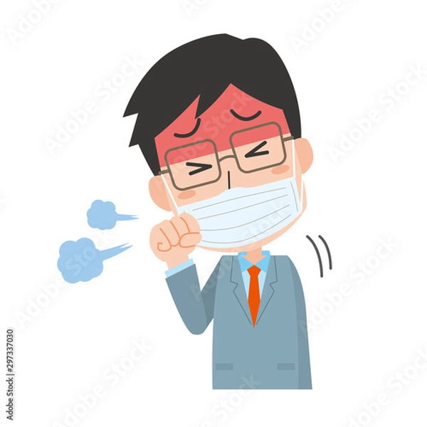 Fototapeta 男性　風邪　せき　咳　ウィルス