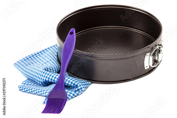 Fototapeta Baking dish and supplies isolated on a white background