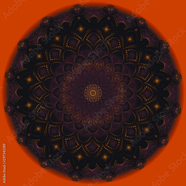 Obraz  Round pattern, brown shades from iris, dark chocolate to milk.