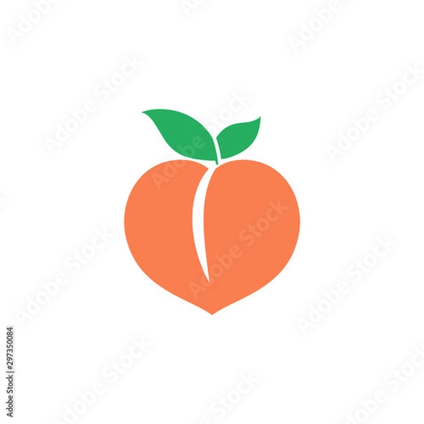 Obraz Peach icon. Orange fruit. Vector logo.