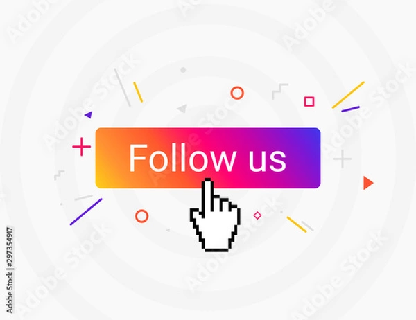 Fototapeta Hand Mouse Cursor Clicks the Follow Button