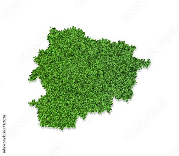 Fototapeta Vector isolated simplified illustration icon with green grassy silhouette of Andorra map. White background