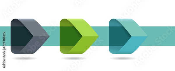 Fototapeta Green infographic arrows with step up options. Template in flat design style