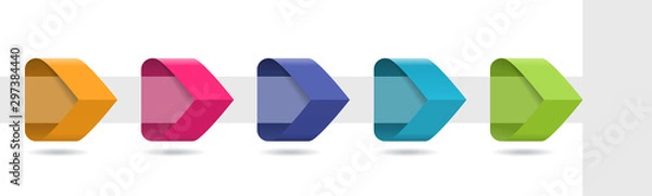 Fototapeta Infographic arrows with 5 step up options and glass elements. template in flat design style