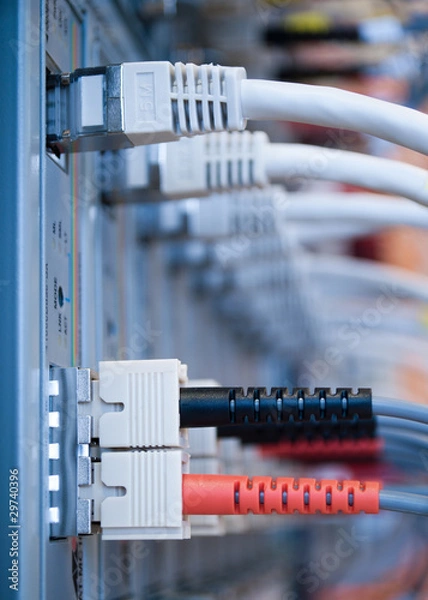 Obraz Glasfaserstecker an Server