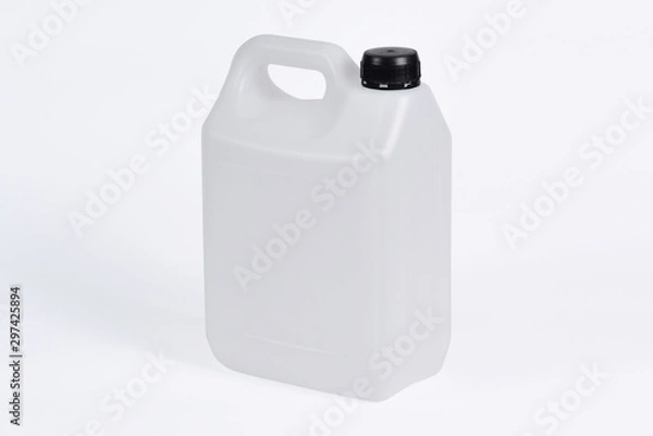 Obraz White plastic jerrycan on white background.