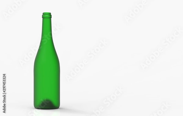 Fototapeta 3d rendering. Empty red wine bottle green glass with clipping path isolated on white background.