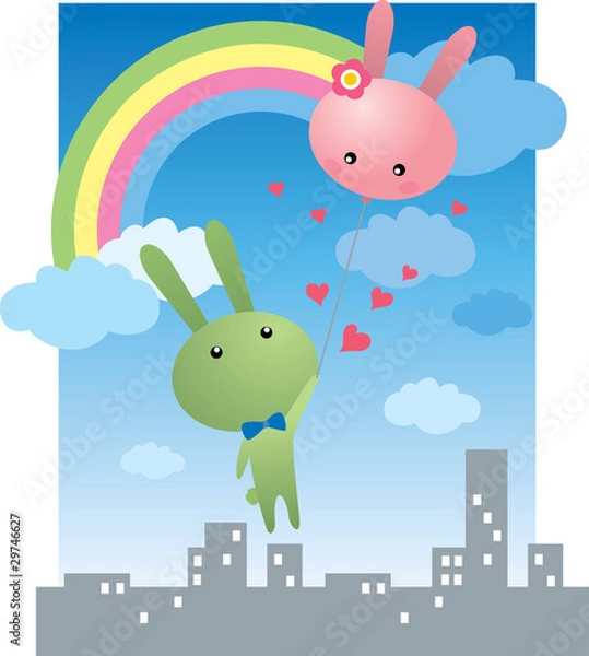 Fototapeta Rabbits Lover in Valentine's Day