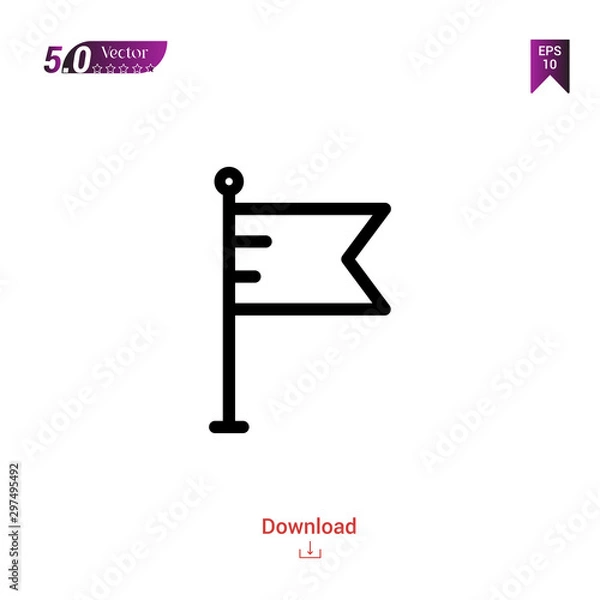 Fototapeta Outline Black flag icon. flag icon vector isolated on white background. miscellaneous-elements. Graphic design, mobile application, logo, user interface. EPS 10 format vector