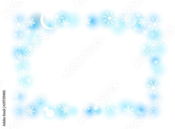 Fototapeta 雪の結晶フレーム・飾り枠・グリーティングカードメッセージカード