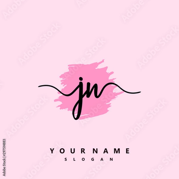 Obraz JN Initial handwriting logo vector