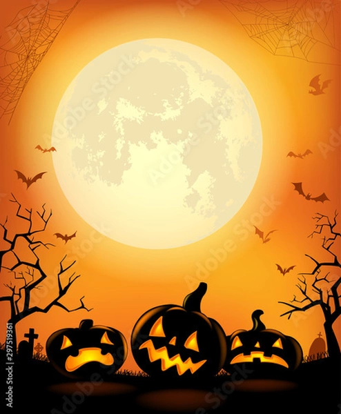 Obraz Halloween background with scary pumpkins