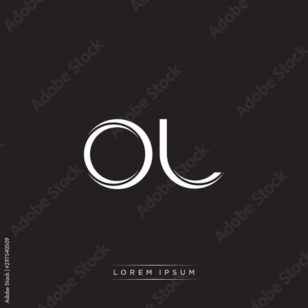 Fototapeta OL Initial Letter Split Lowercase Logo Modern Monogram Template Isolated on Black White