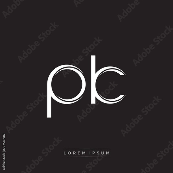 Fototapeta PK Initial Letter Split Lowercase Logo Modern Monogram Template Isolated on Black White