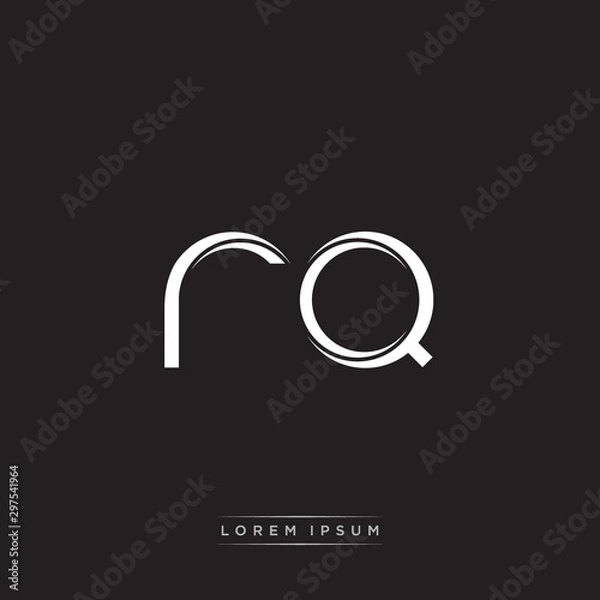 Fototapeta RQ Initial Letter Split Lowercase Logo Modern Monogram Template Isolated on Black White