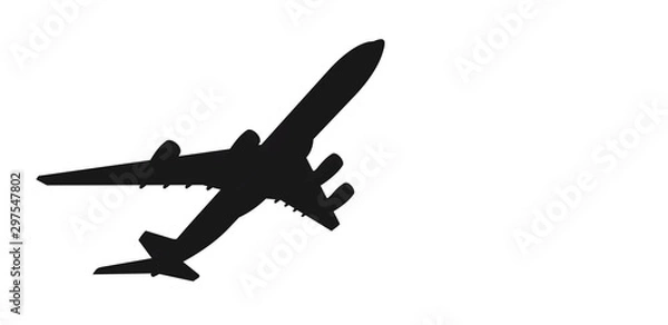 Fototapeta airplane take-off, black silhouette on a white background 3D render