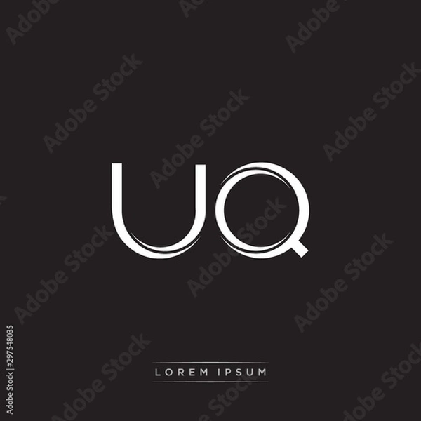 Fototapeta UQ Initial Letter Split Lowercase Logo Modern Monogram Template Isolated on Black White
