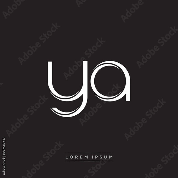 Fototapeta YA Initial Letter Split Lowercase Logo Modern Monogram Template Isolated on Black White