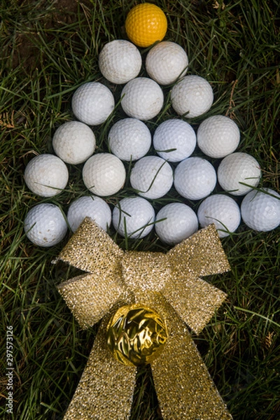 Obraz Christmas card simulating tree with golf balls
