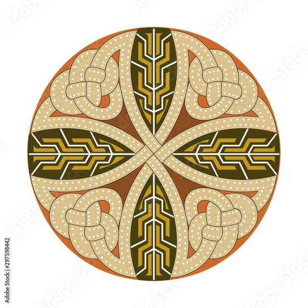 Fototapeta Arabic Floral Frame. Traditional Islamic Design. Mosque decoration element. Elegance Background with Text input area in a center.