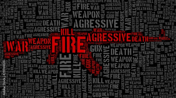 Obraz Tagcloud: machine gun silhouette of war words